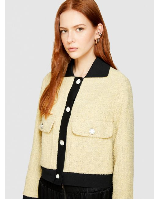 Sisley Yellow Bouclè Jacket With Contrast