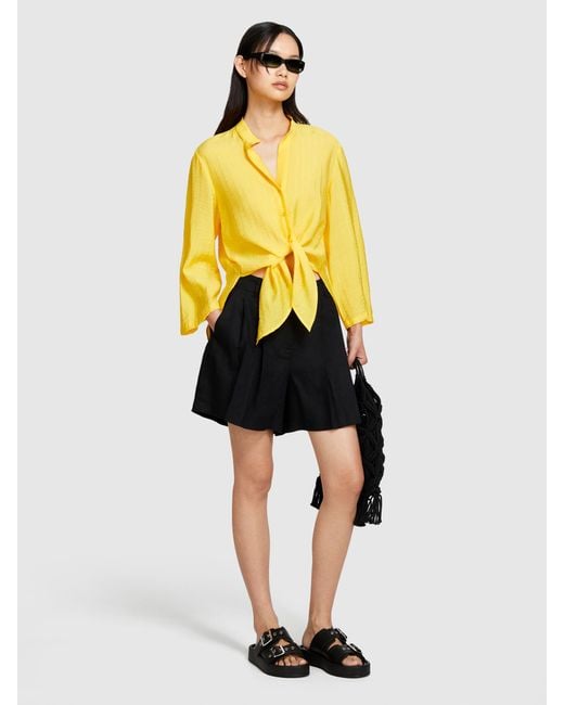 Camicia Asimmetrica Con Fiocco di Sisley in Yellow