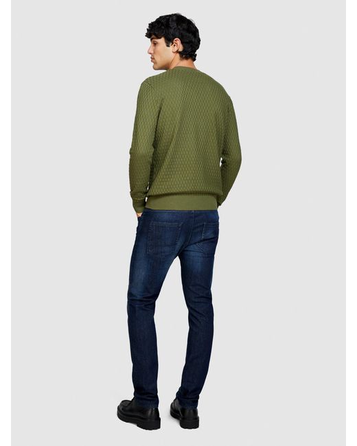 Sisley Green Solid Colored Sweater for men