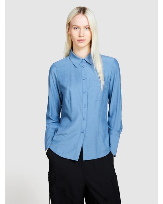 Sisley Blue Mixed Fabric Shirt