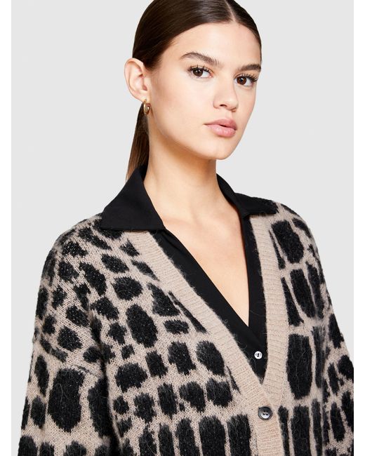 Sisley Animal Print Cardigan in White Lyst UK