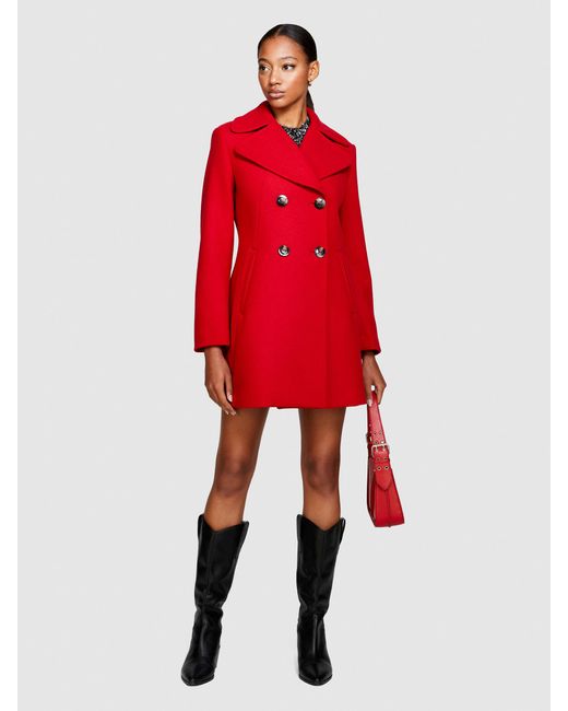 Sisley Red Short Double-breasted Coat