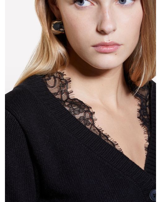 Sisley Black Cardigan With Lace