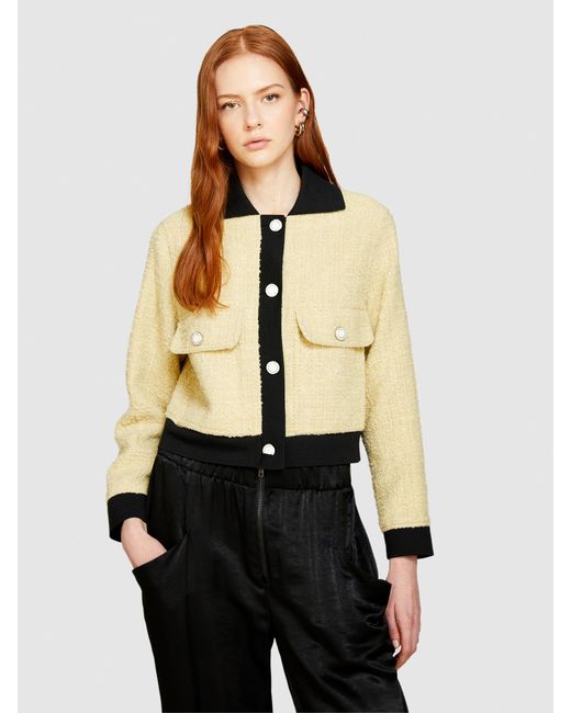 Sisley Yellow Bouclè Jacket With Contrast