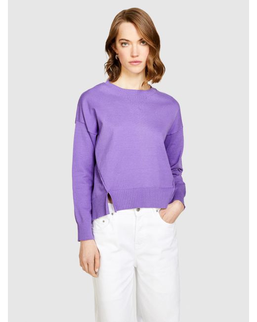 Sisley Purple Pullover Mit Schlitzen