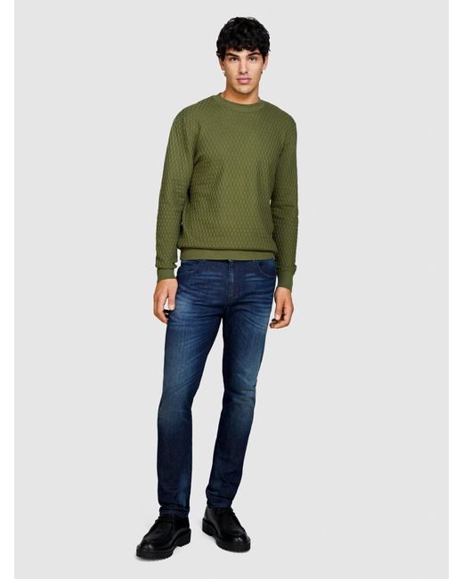 Sisley Green Solid Colored Sweater for men