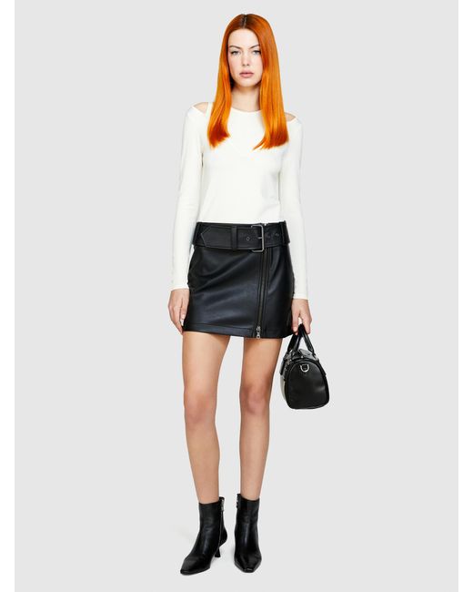 Sisley White Mini Skirt With Maxi Belt