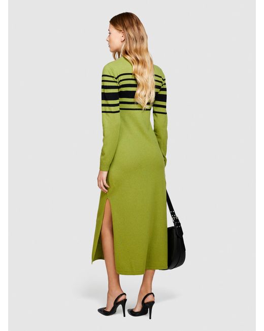 Sisley Green Knit Dress With Stripes