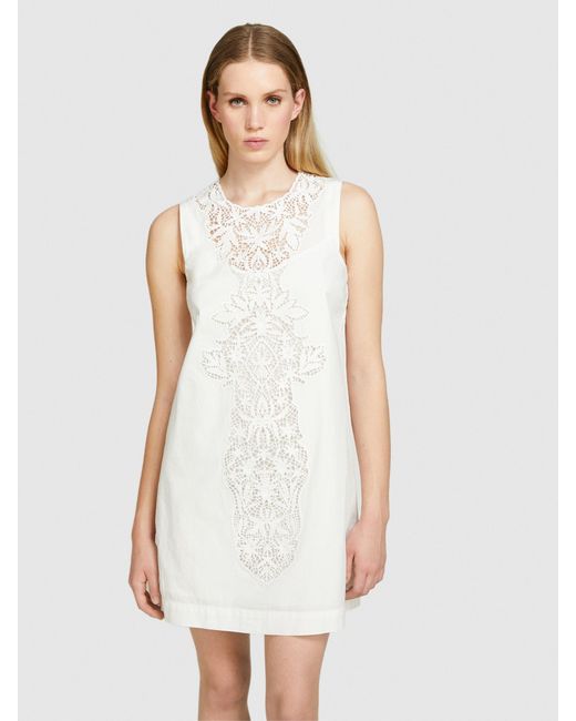 Sisley White Sleeveless Dress With Crochet