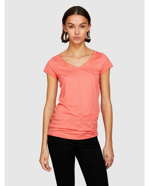 Sisley Pink T-shirt With V-neck
