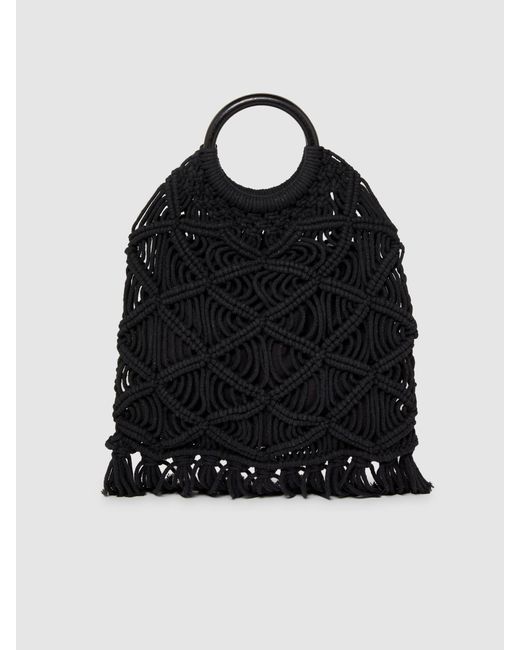Borsa In Crochet Con Frange di Sisley in Black