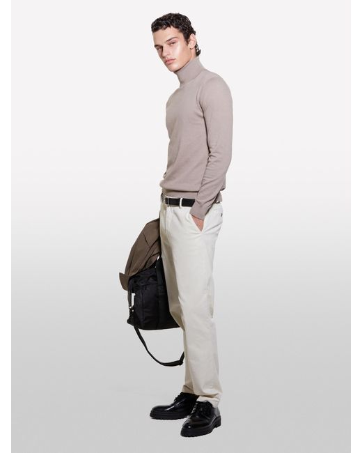 Sisley White Sweater With High Neck for men