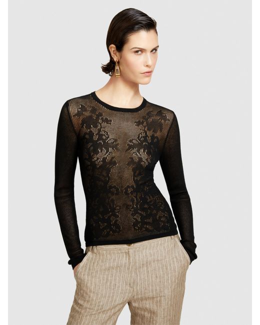 Sisley Black Sweater With Floral Lace