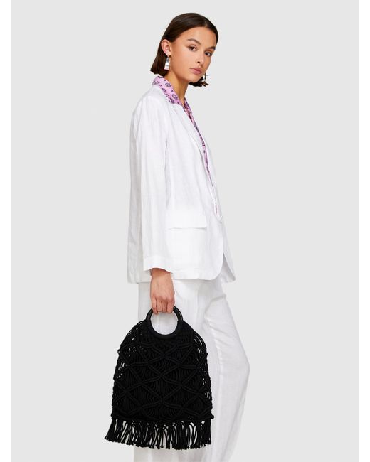 Sisley Black Crochet Bag With Fringe