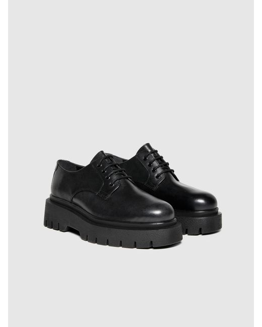 Sisley Black Leather Derby Shoes With Chunky Soles