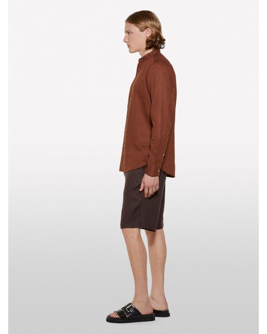 Bermuda Marrone Scuro 100% Lino di Sisley in Red da Uomo