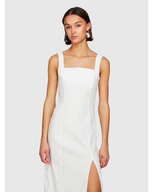 Sisley White Fitted Dress With Slit