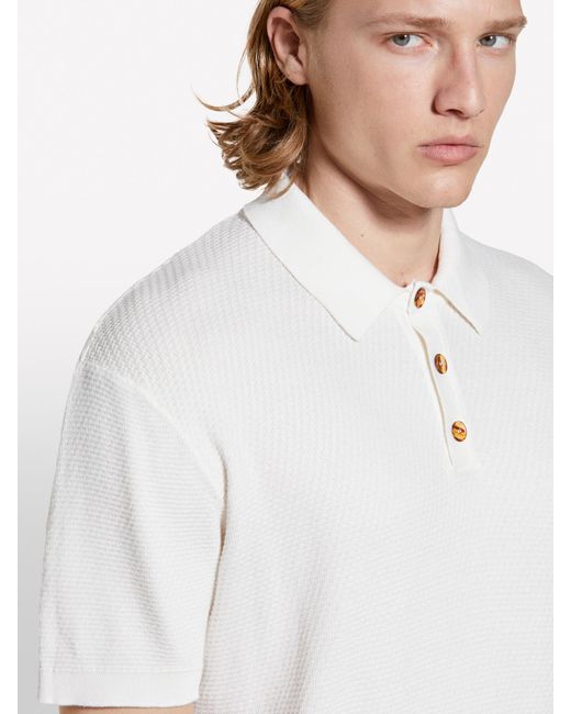 Polo Bianco Panna In Maglia di Sisley in White da Uomo