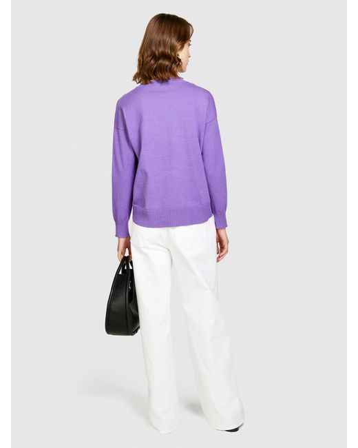 Sisley Purple Pullover Mit Schlitzen