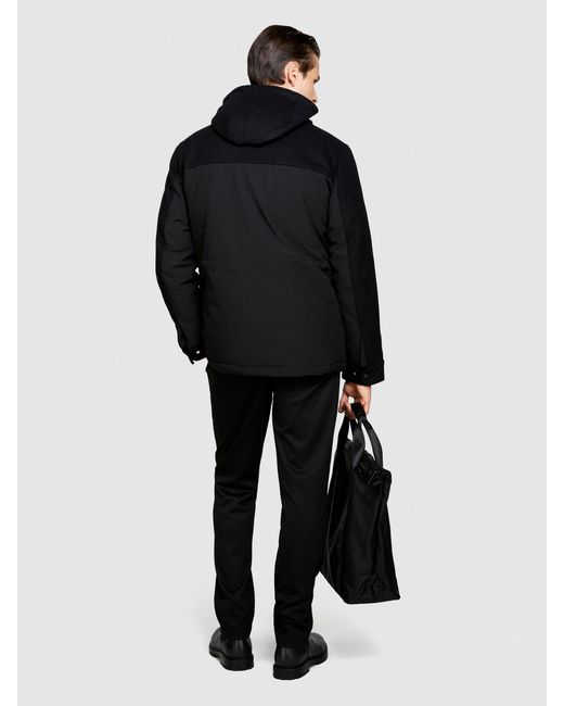 Sisley Black Padded Jacket With Pockets for men