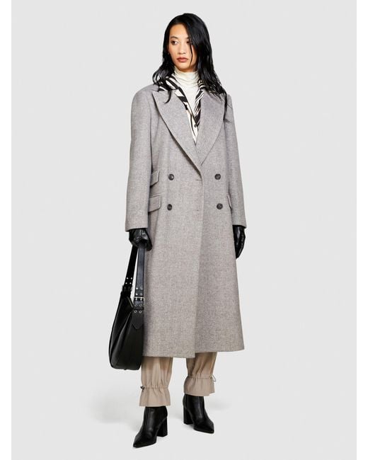 Sisley Gray Long Oversized Fit Coat