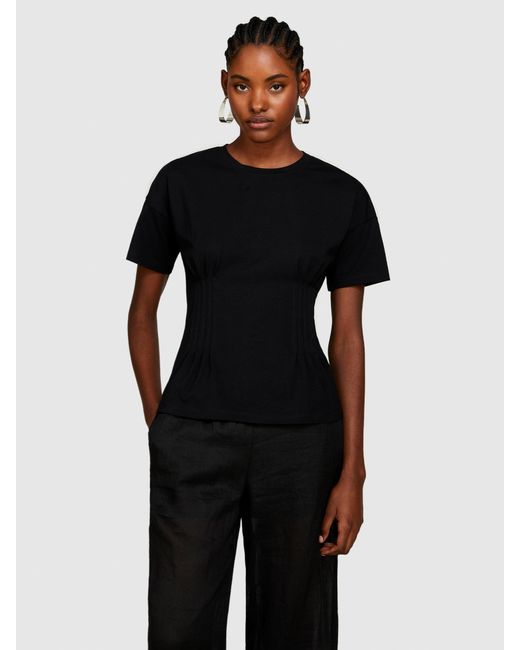 Sisley Black T-shirt With Pleats