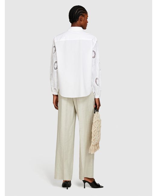 Camicia Con Maniche Ricamate E Annodo di Sisley in White