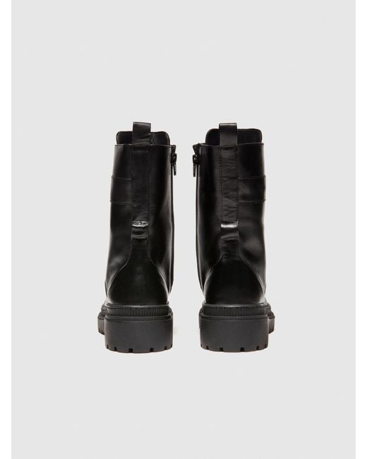 Sisley Black 100% Leather Heavy-duty Boots
