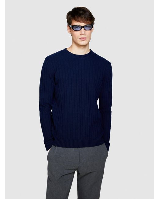 Sisley Blue 100% Virgin Wool Sweater for men