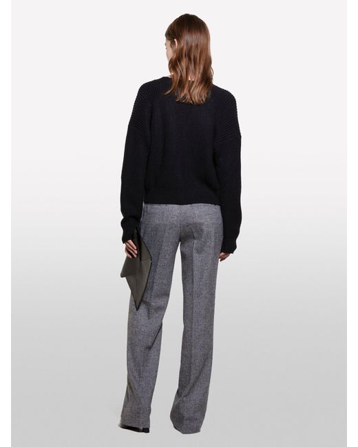 Sisley Black Flare Fit Yarn Dyed Trousers