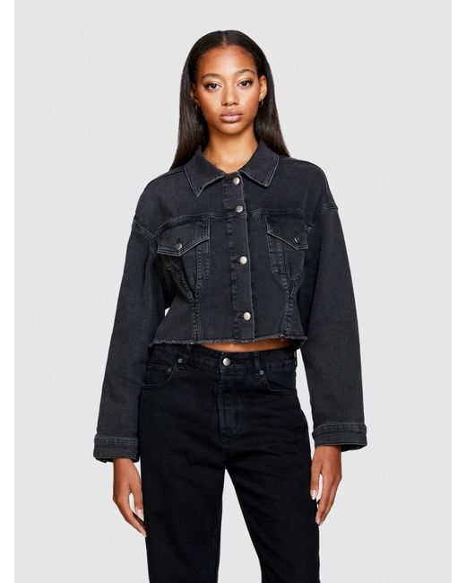 Sisley Black Cropped Jean Jacket