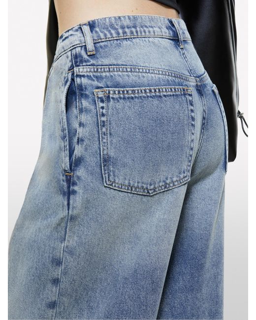 Sisley Blue Wide Leg Jeans With Creases