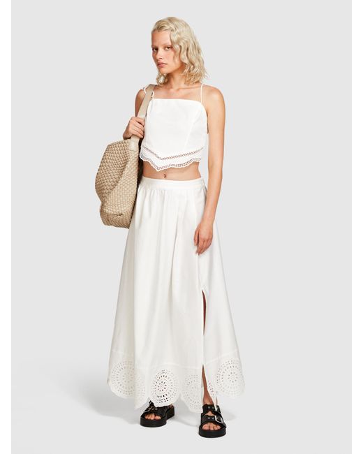 Gonna Midi Con Pizzo di Sisley in White