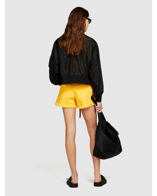 Shorts Di Jeans Sfrangiato di Sisley in Yellow