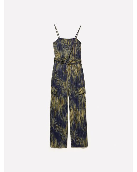 Sisley White Animal Print Satin Jumpsuit