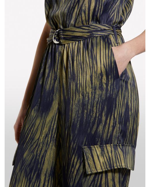 Sisley White Animal Print Satin Jumpsuit