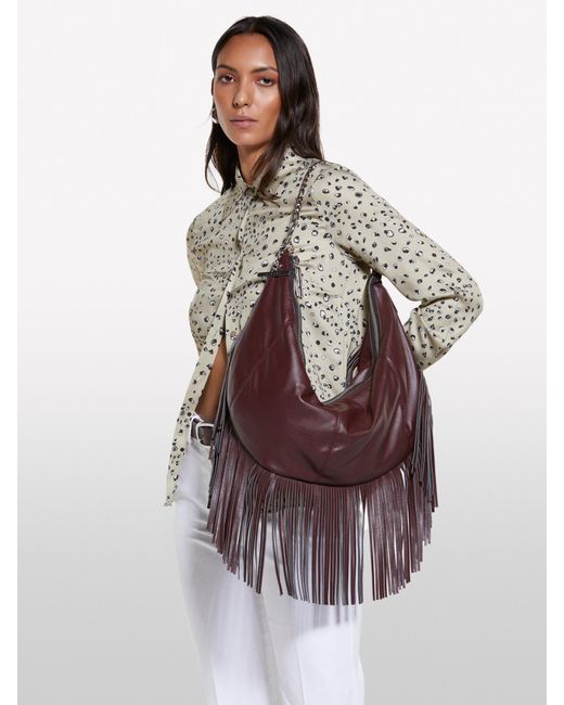 Sisley Red Bordeauxrote Tasche Mit Fransen, Frau, Größe