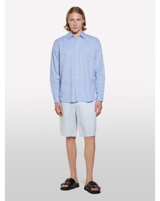 Sisley Hellblaue Bermudashorts Aus 100% Leinen, Mann, Größe in Blue für Herren