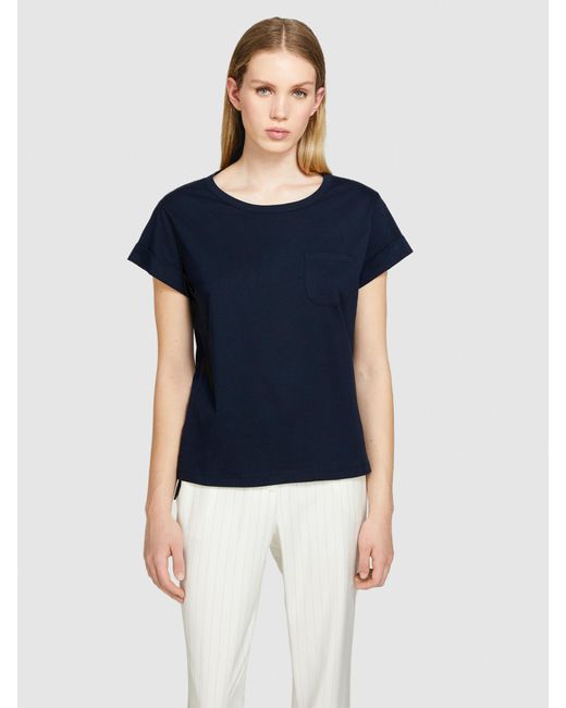 Sisley Blue T-shirt In 100% Organic Cotton With Pocket