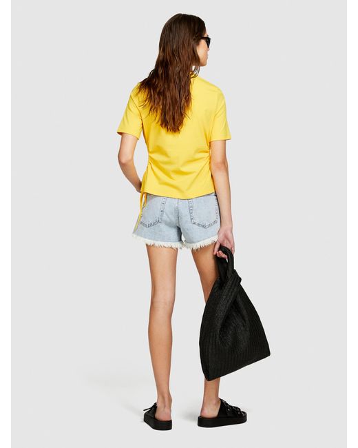 T-shirt Con Oblò E Coulisse di Sisley in Yellow