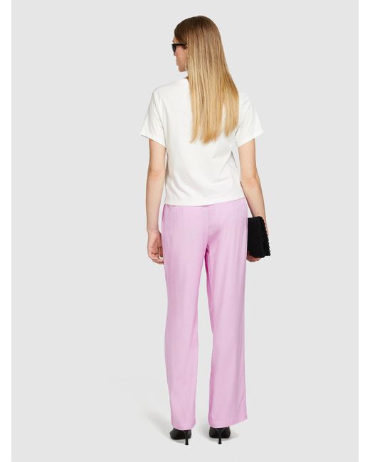 Sisley Pink T-shirt Mit V-ausschnitt Aus 100% Baumwolle