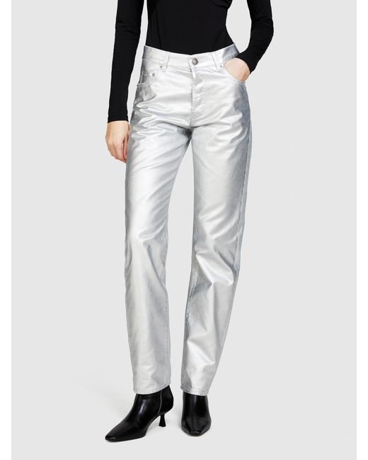 Jeans Boyfriend Metallizzato di Sisley in White