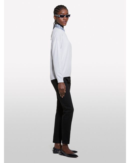 Sisley White Hellgrauer Pulli Mit U-Boot-Ausschnitt, Frau, Größe