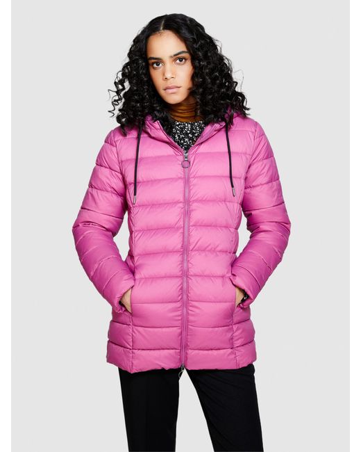 Sisley Pink Midi Padded Jacket With Hood