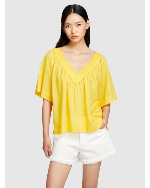 Sisley Yellow Bluse Mit V-ausschnitt