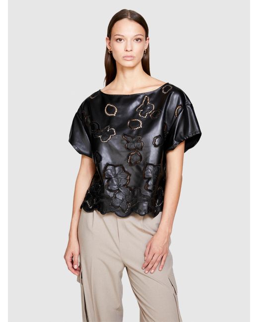 Sisley Black Blouse With Embroidery