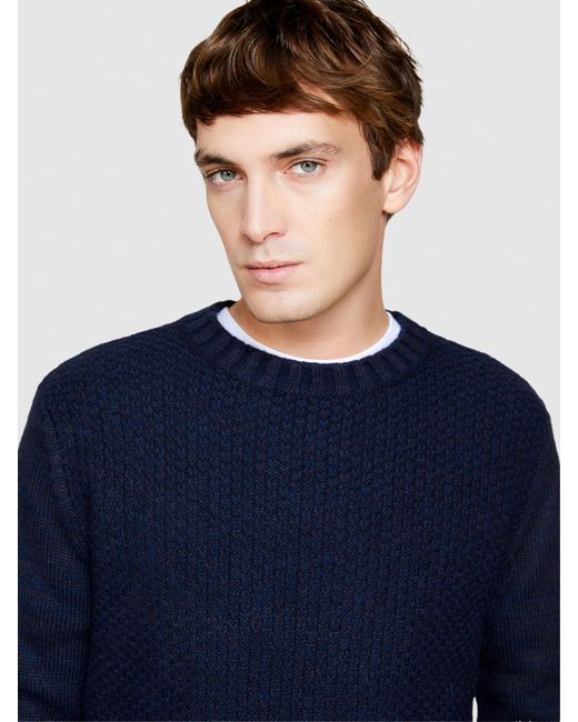 Sisley Blue Knit Sweater for men