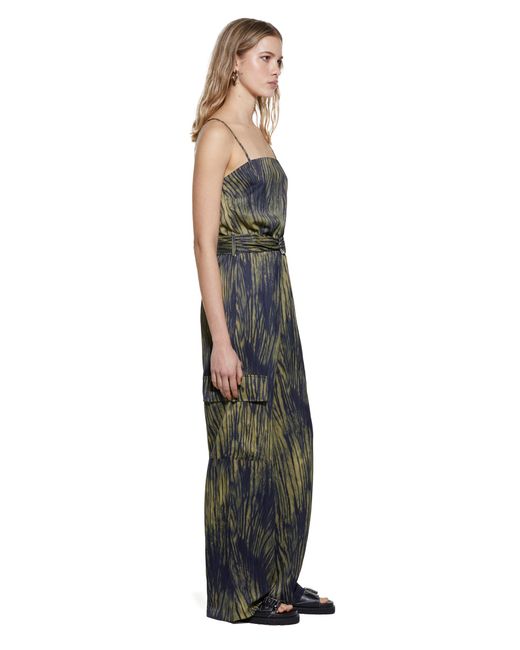 Sisley White Animal Print Satin Jumpsuit