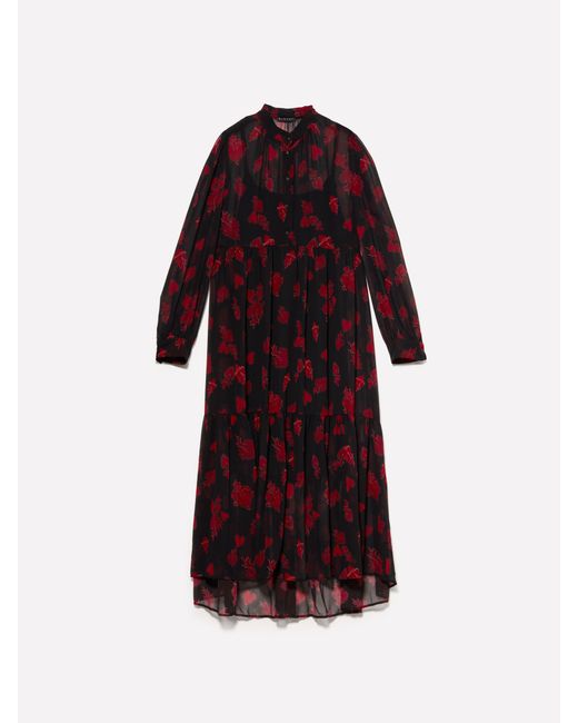 Sisley Red Chiffon Shirt Dress With Hearts