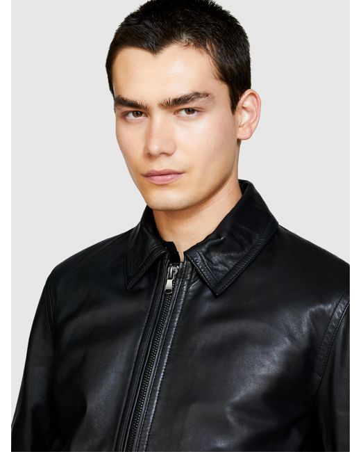 Sisley Black Leather Jacket for men